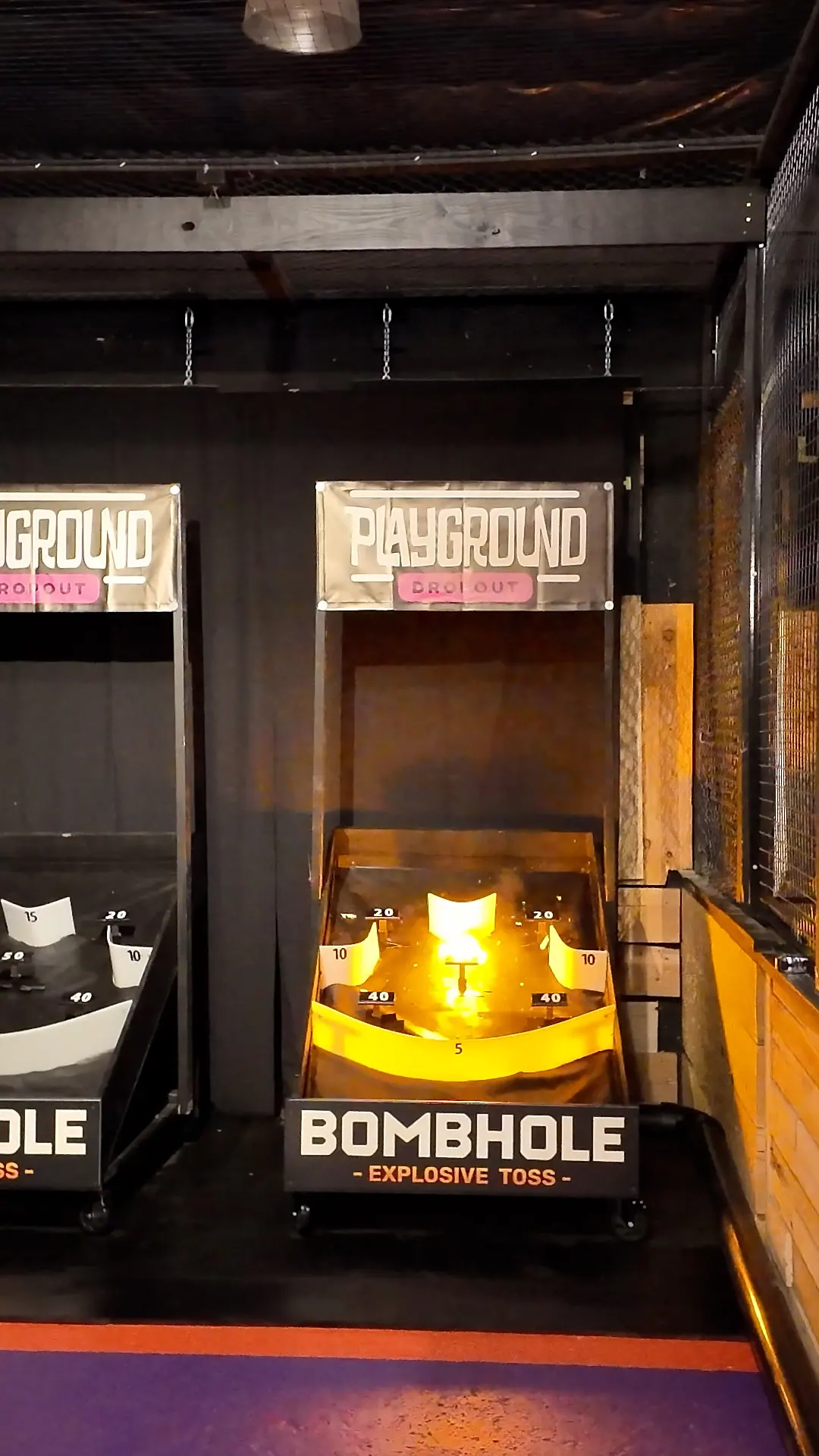 Bombhole lanes under the Playground Dropout sign
