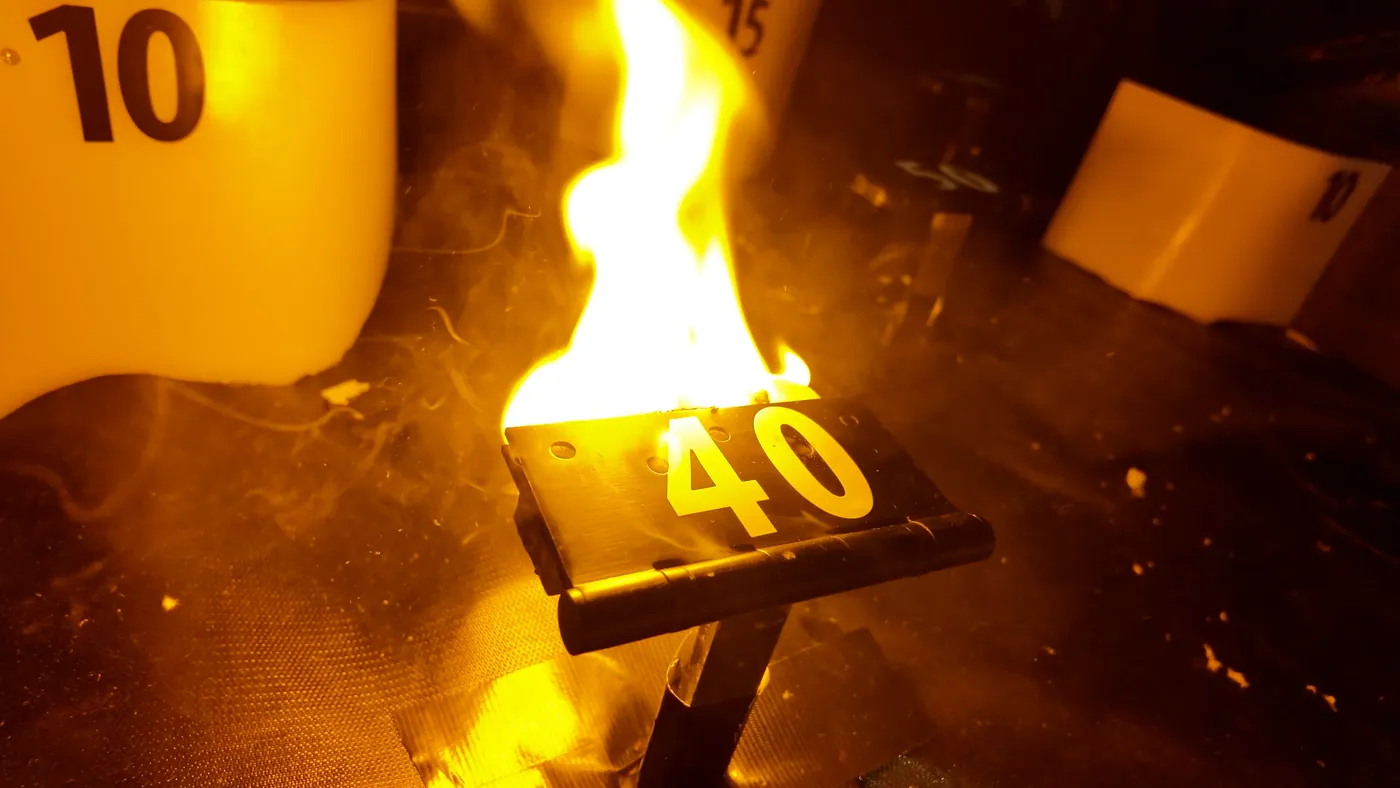 Flame bursting from a Bombhole target