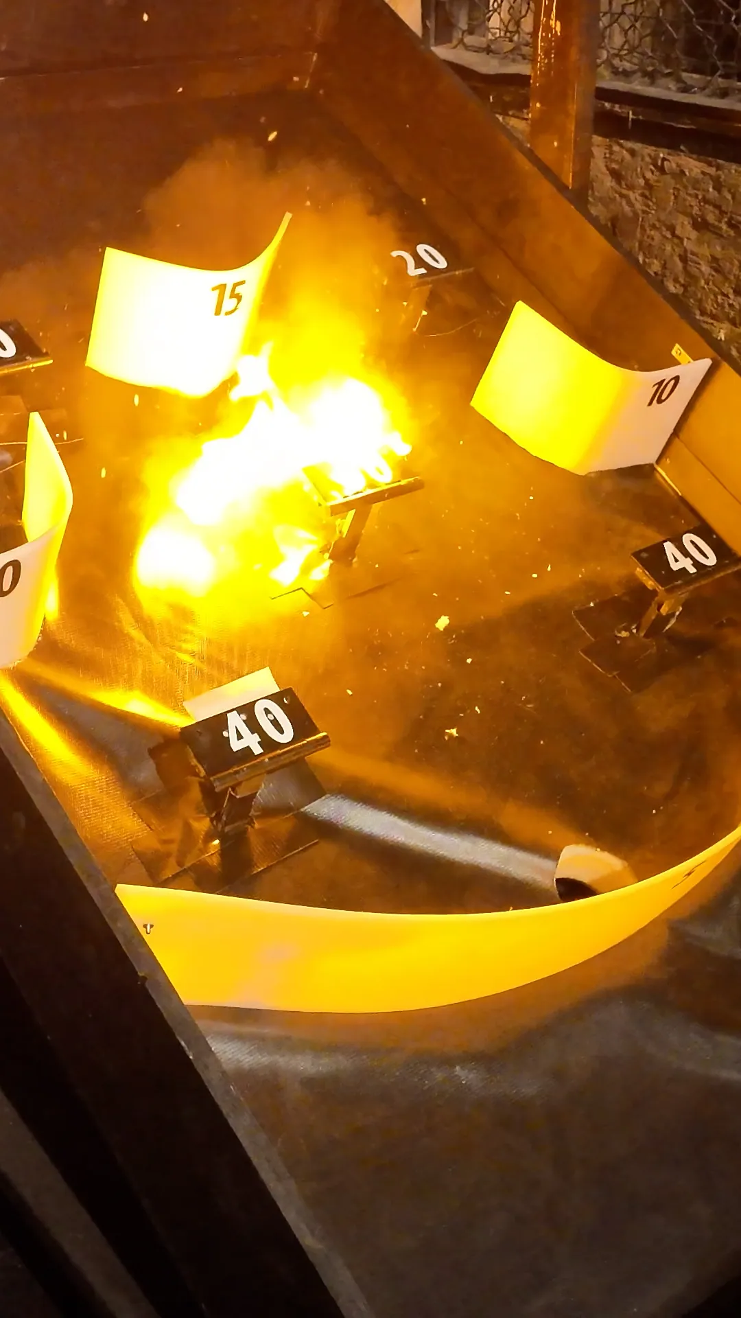 A Bombhole target detonating on impact