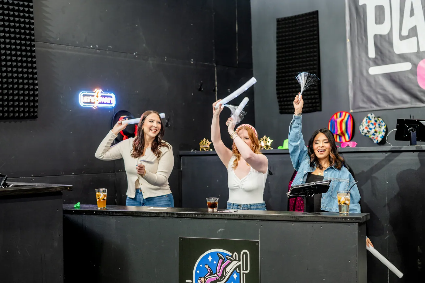 Contestants buzzing in during a round